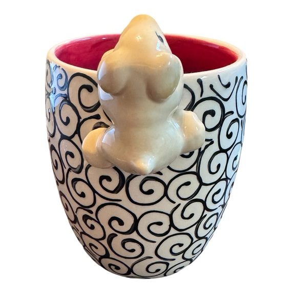 Hand painted Black and White Coffee Mug with Puppy Companion - Picture 3 of 6